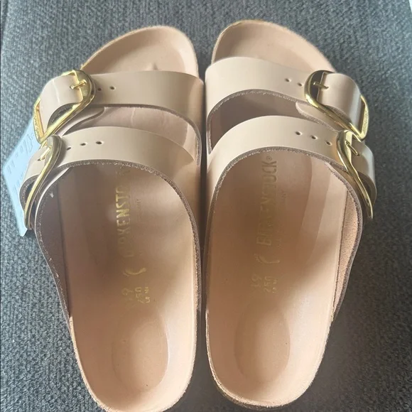 Birkenstock Beige Sandals with Gold Buckles - Picture 4 of 4